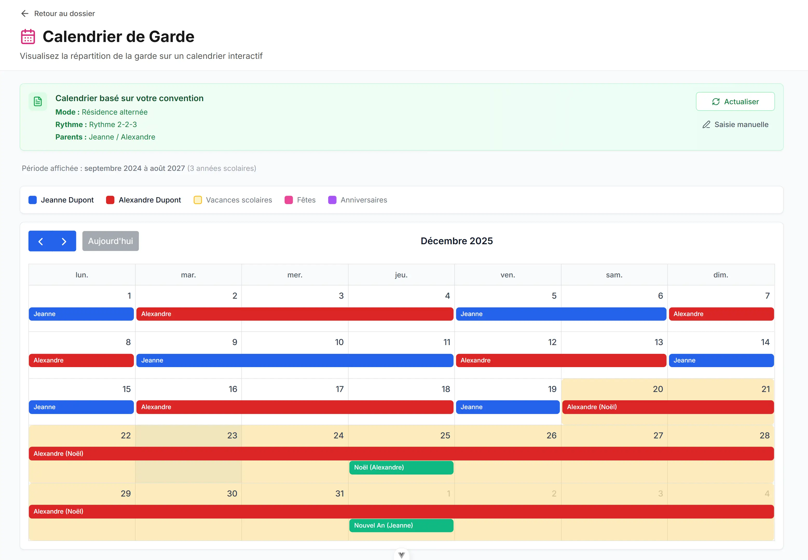 Capture d'écran Famileasy - Organisez votre calendrier de garde